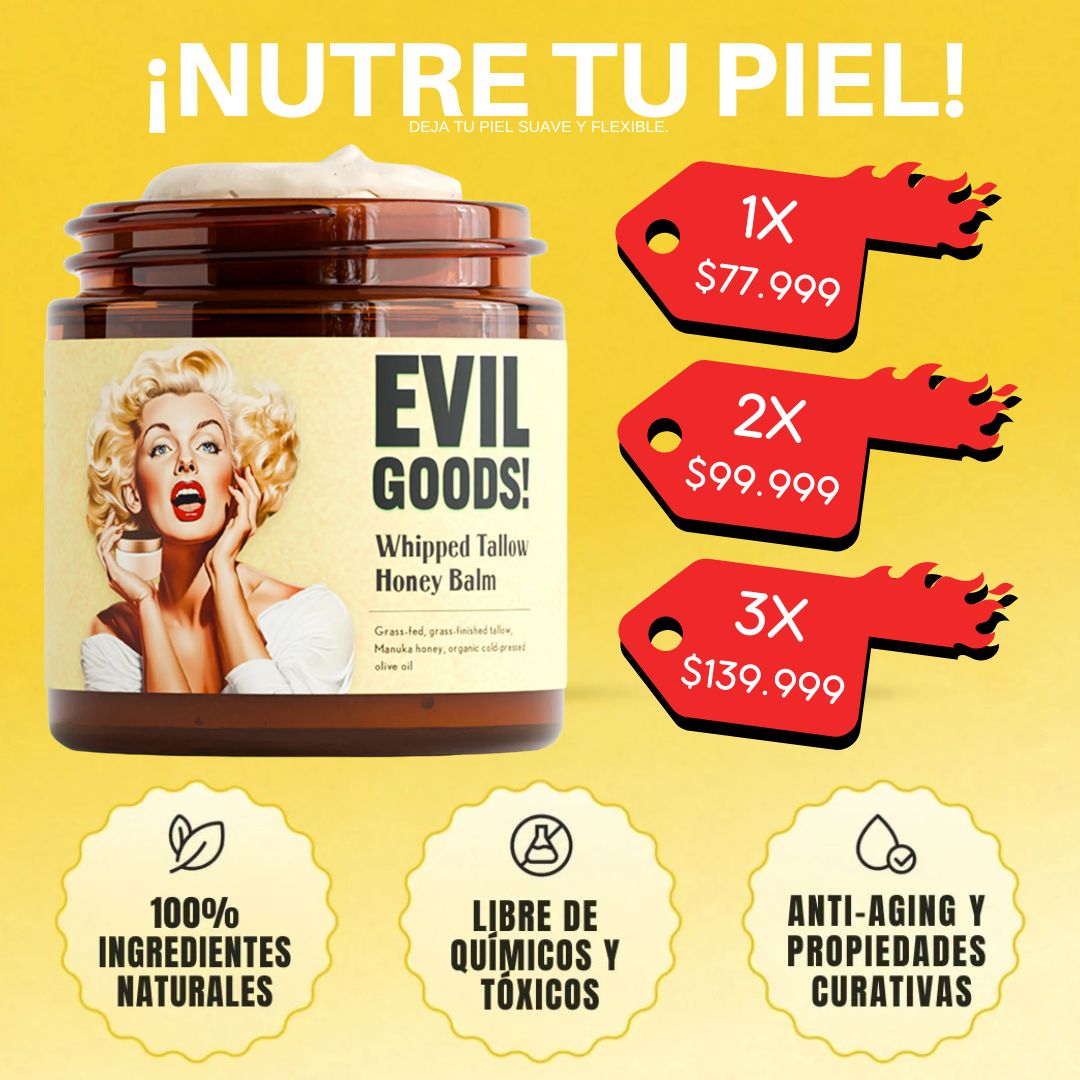 SEBO DE RES - EVIL GOODS® El único bálsamo que alimenta tu piel como si fuera parte de ti.