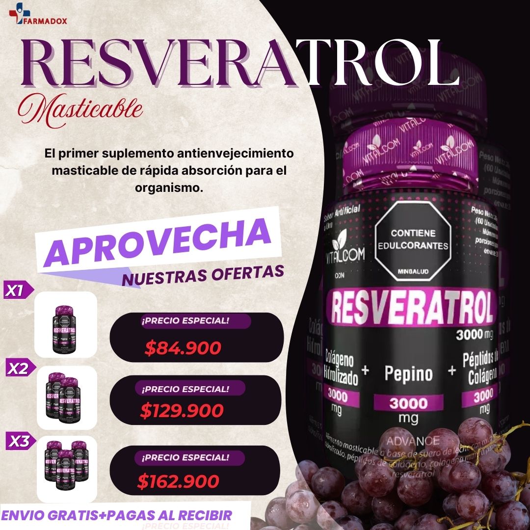 RESVERATROL FRASCO X 60 TBL MASTICABLES VITALCOM