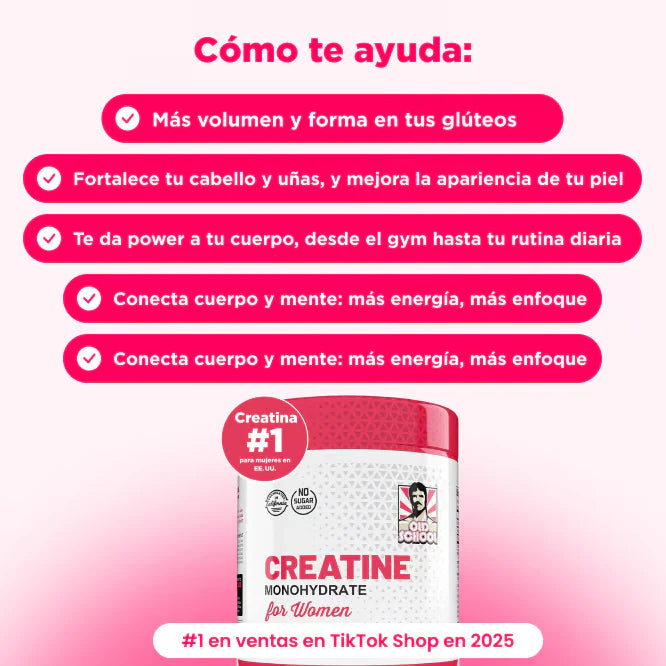 Old School® Monohidrato de creatina para mujeres